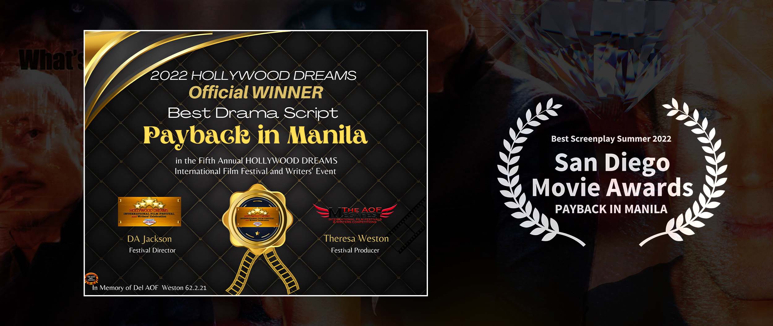 PAYBACK IN MANILA  San Diego Movie Awards, and  Action on Film
